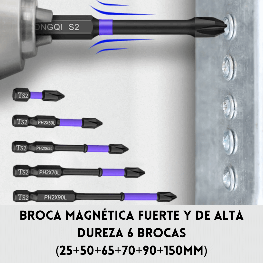 Juego De 6 Brocas Magnéticas Para Destornillador - 25 A 150 Mm - Compatible Con Taladros Y Herramientas Inalámbricas