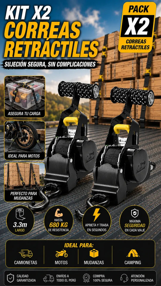 KIT X2 CORREAS DE CARGA RETRACTILES AUTOMATICAS