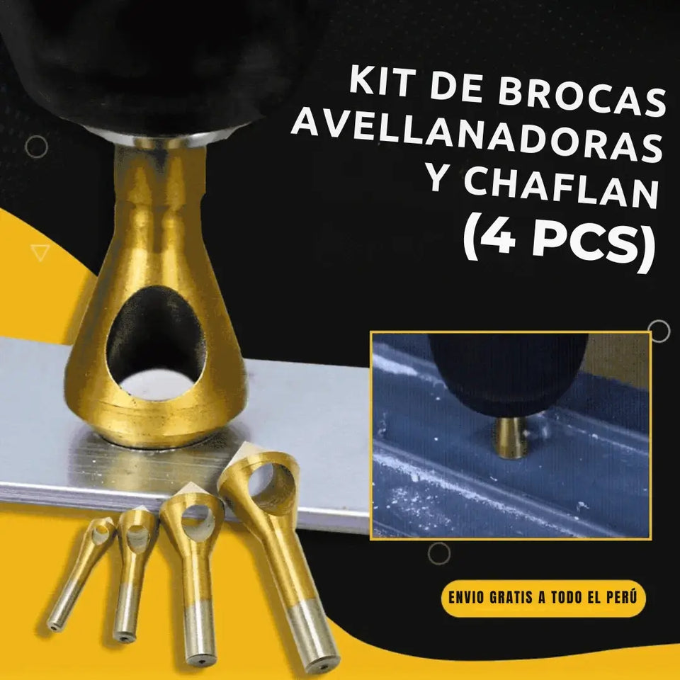 KIT X4 DE BROCAS AVELLANADORAS Y CHAFLAN
