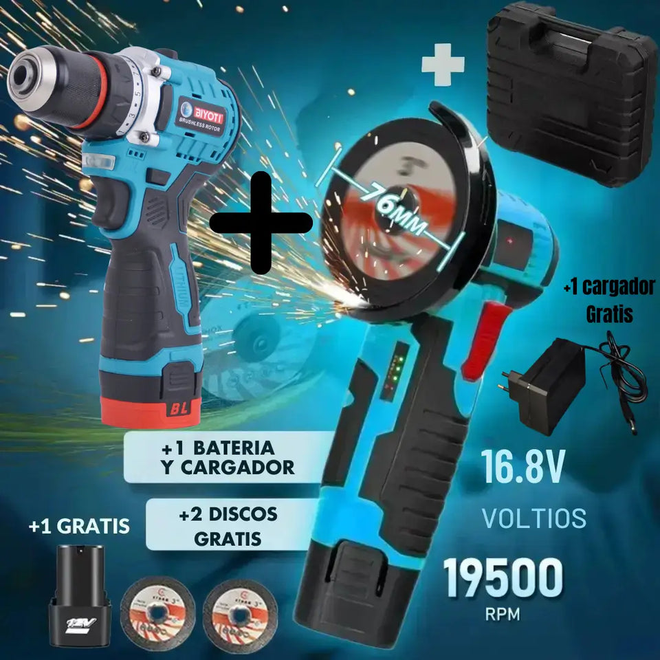 AMOLADORA INALÁMBRICA + ATORNILLADOR POWERSLICE