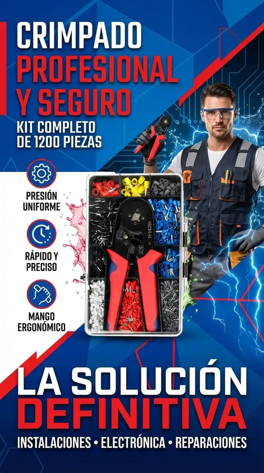 Kit Crimpadora para Terminales Eléctricos 1200 PCS