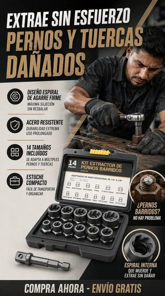 KIT EXTRACTOR DE PERNOS BARRIDOS